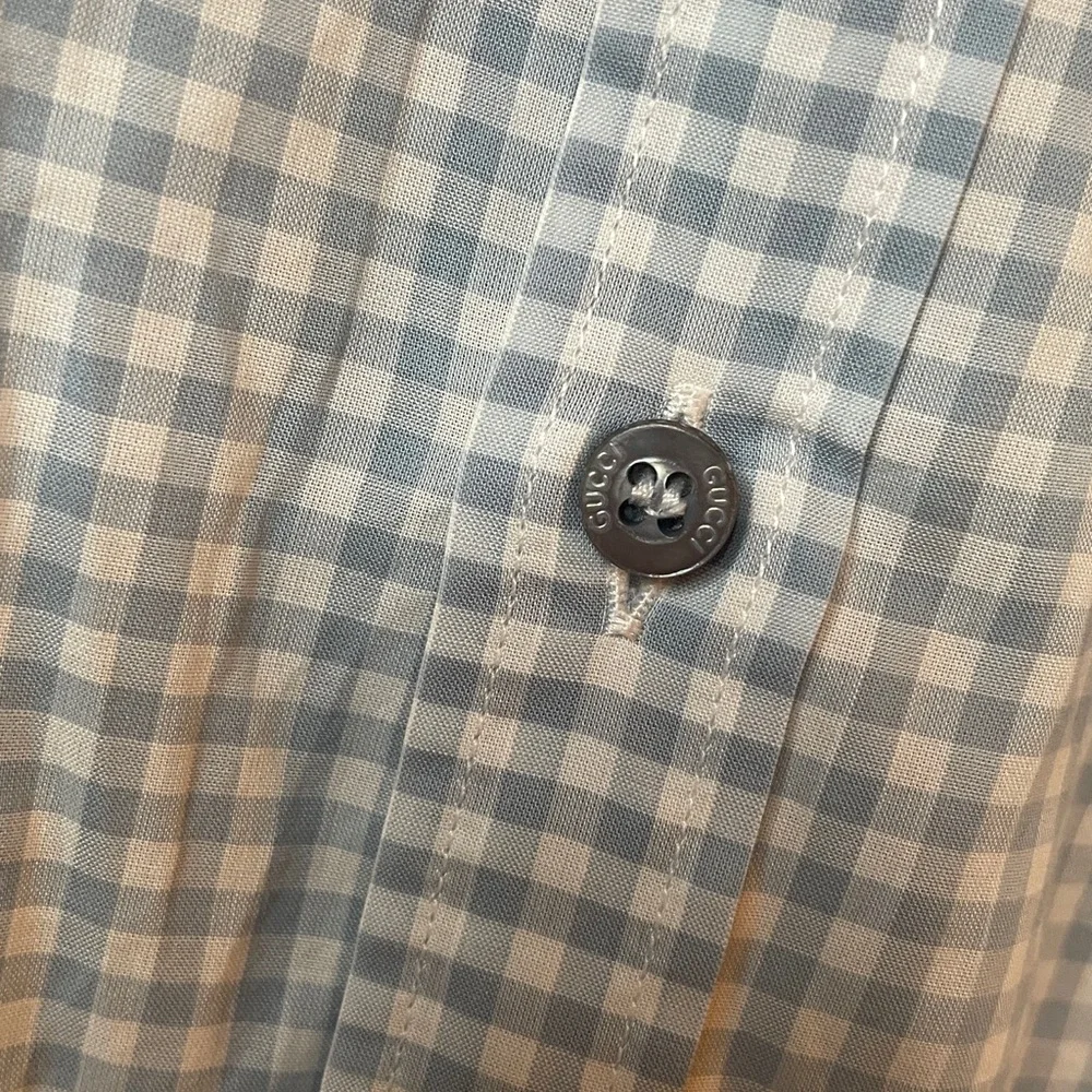 Gucci Light Blue Checkered Casual Shirt size 41/16